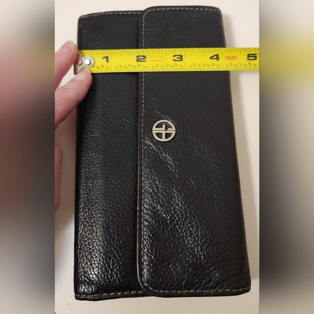 GIANI BERNINI Black Leather Tri-Fold Wallet EUC